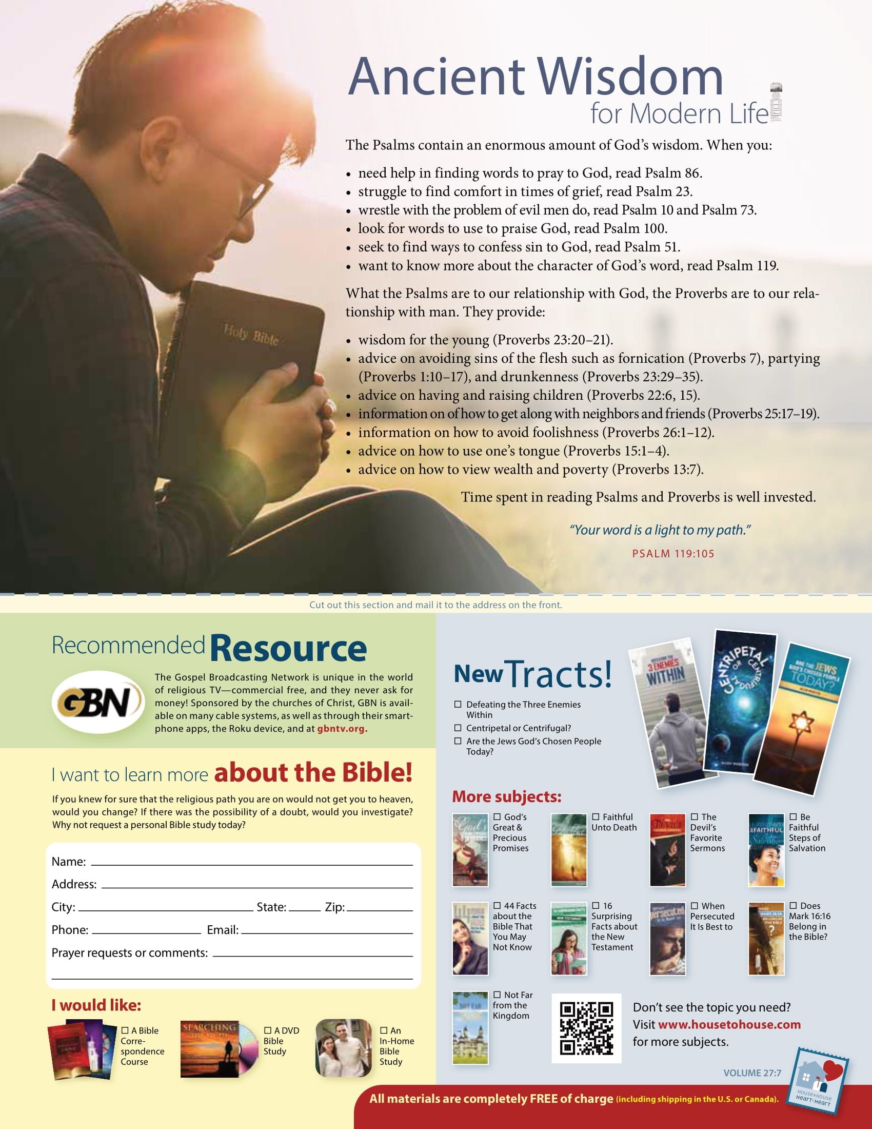 Man reads with child, sunlight. Ad for CBN resource, Bibles, books.