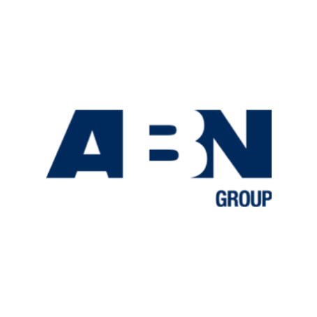 A blue abn group logo on a white background
