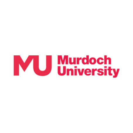 The murdoch university logo is red on a white background