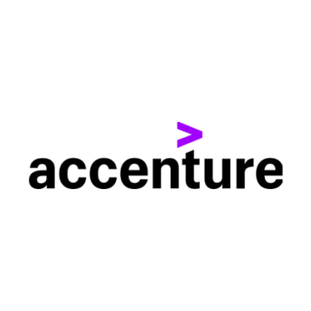The accenture logo is black and purple with a purple arrow.