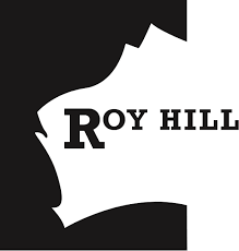 A black and white logo for roy hill