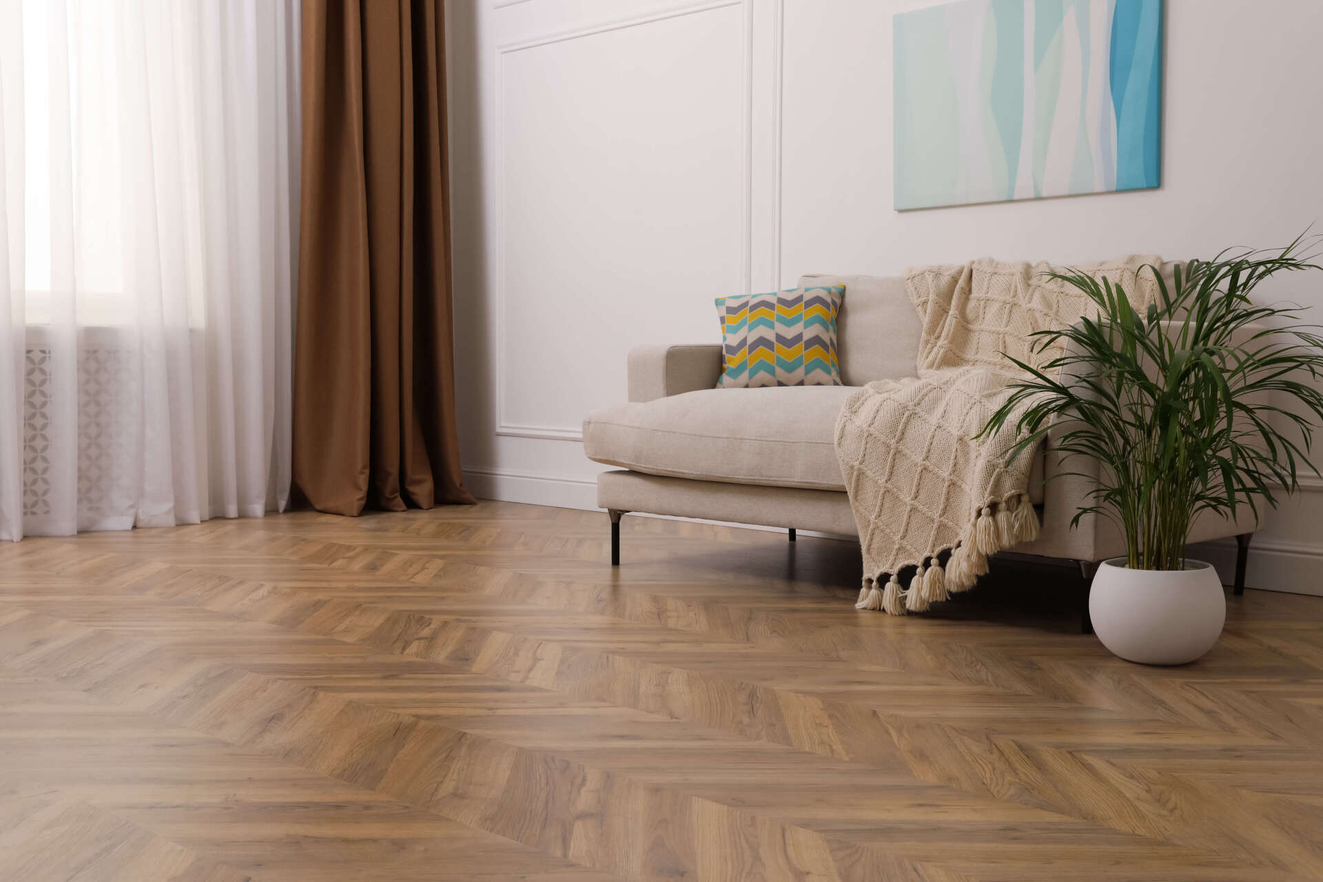 a living room with luxury timber flooring