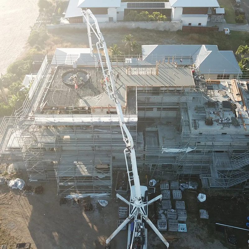 An Aerial View of a Large Building Under Construction — Polley's Concrete Pumping in Moranbah, QLD