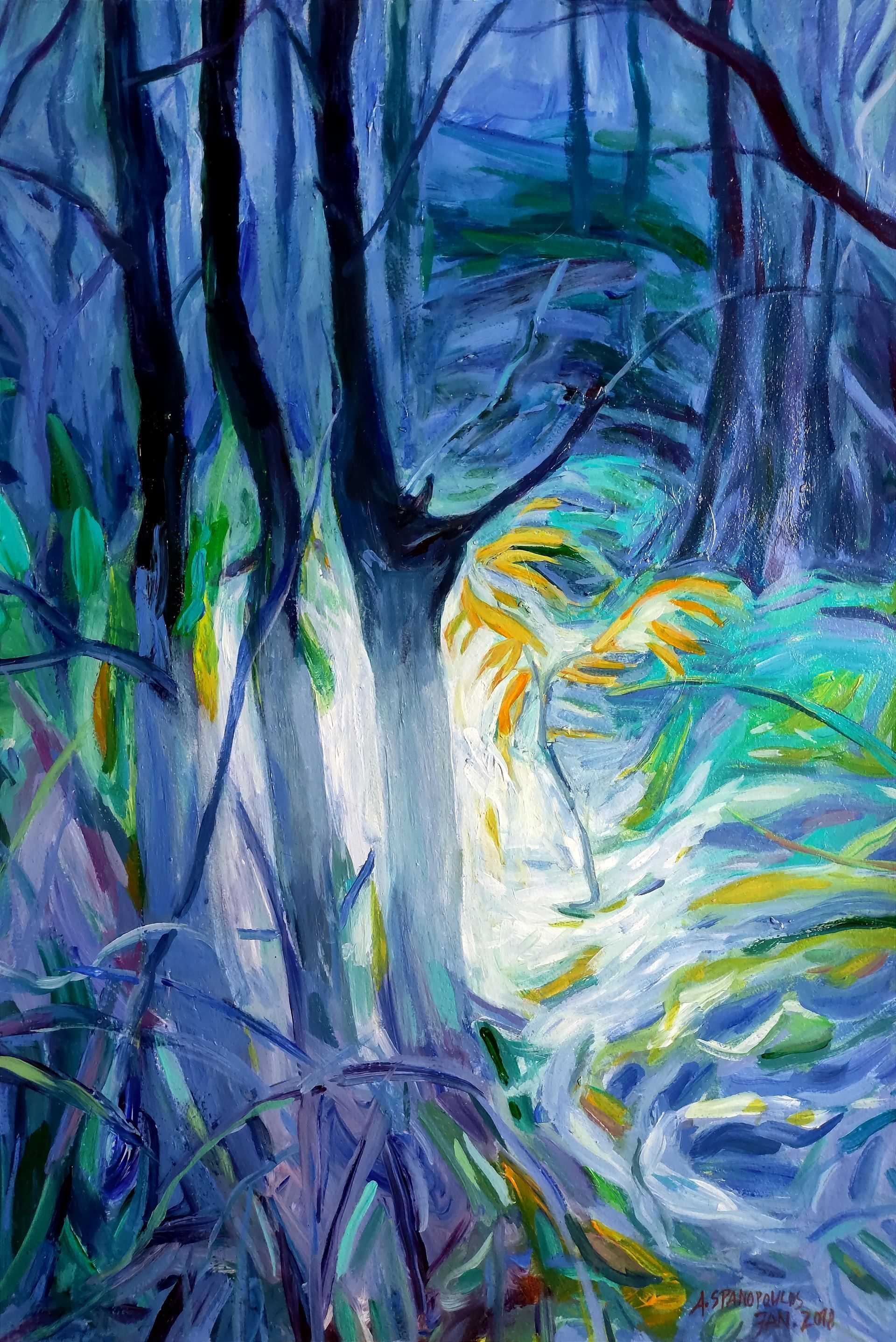 Lichtung im blauen Wald