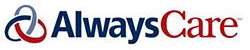 Logo for Always Care with a connected blue, red, and gray circular symbol and the words