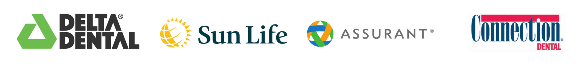 Logos for Delta Dental, Sun Life, Assurant, and Connection Dental.