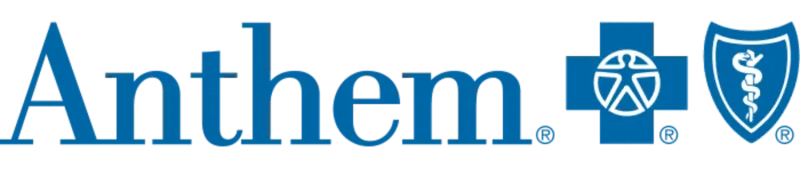 Anthem logo with text, a cross icon, and a shield icon; all in blue.