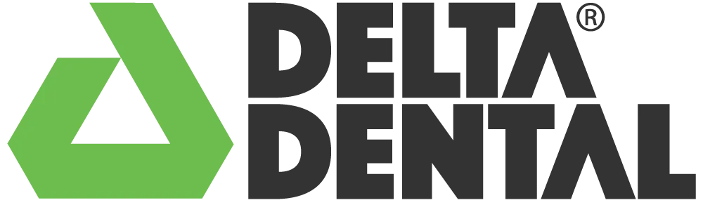 Delta Dental logo with a green geometric shape and the words