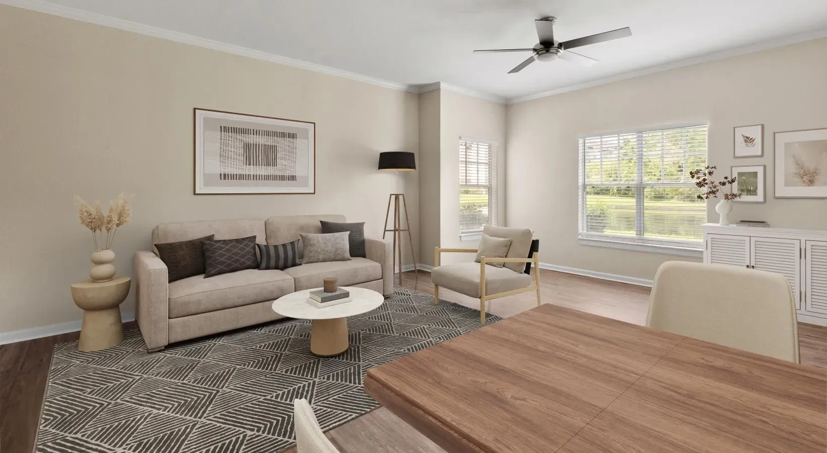spacious living room filled with natural light