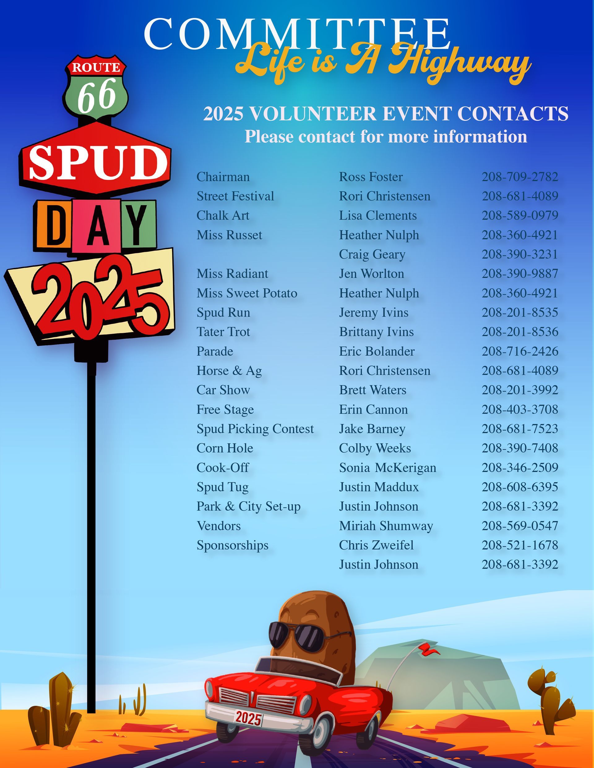 Spud Days Contacts