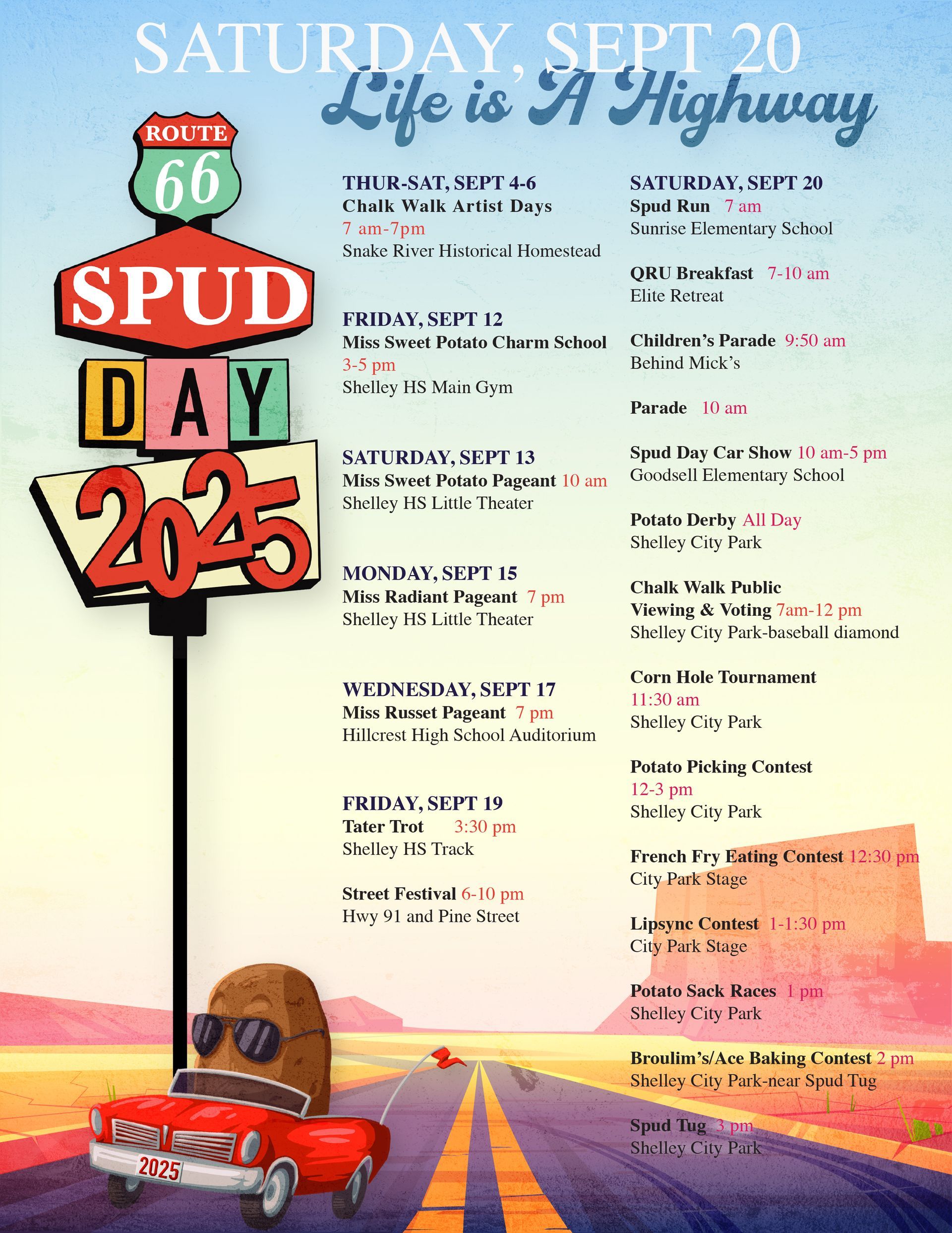 Spud Day Event Schedule