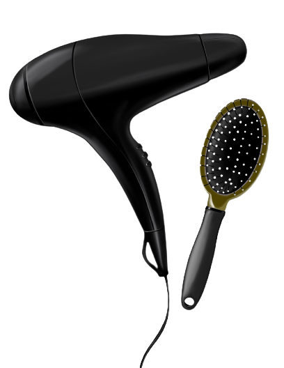 un asciugacapelli e una spazzola 