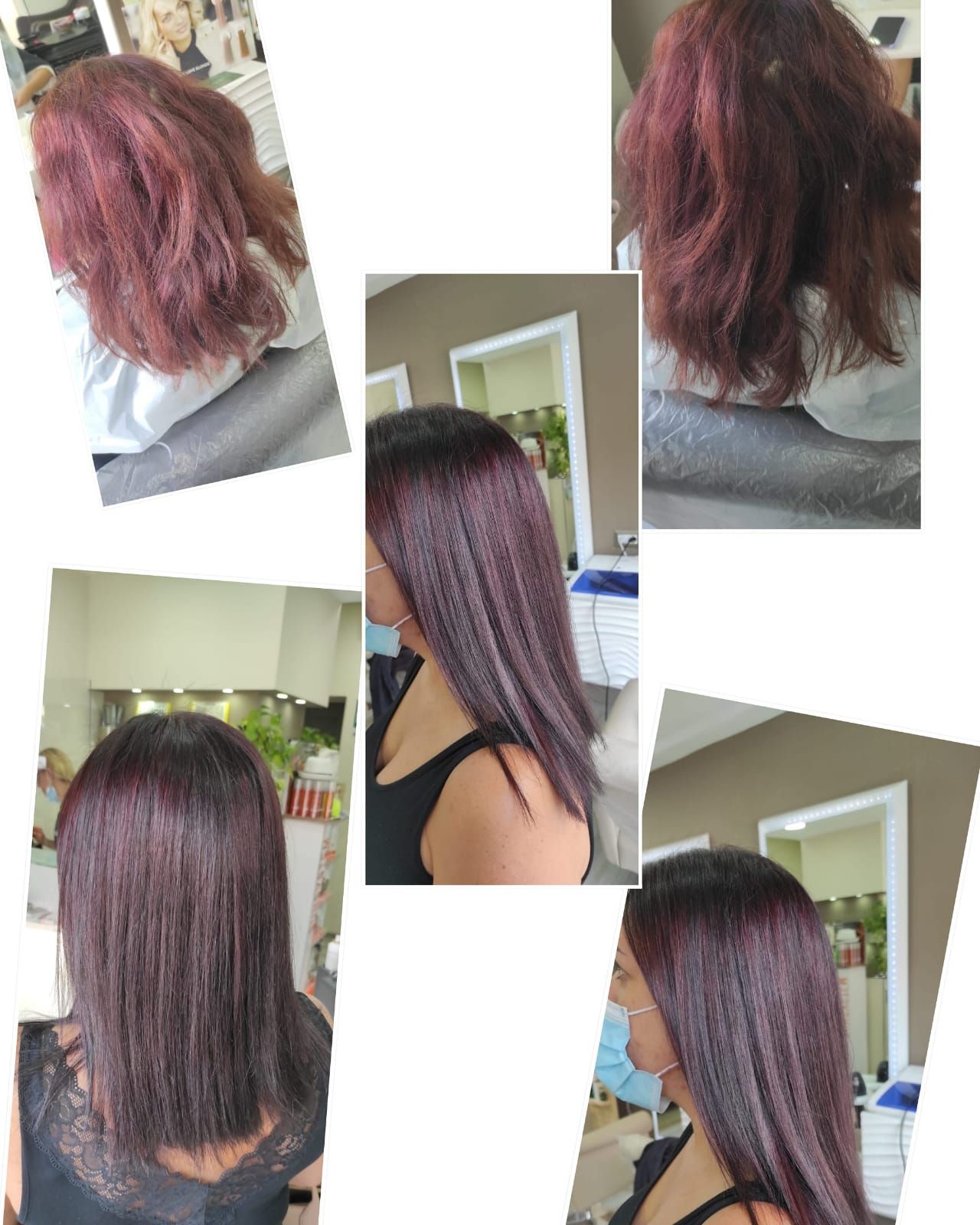 un collage di foto di una donna con i capelli rossi