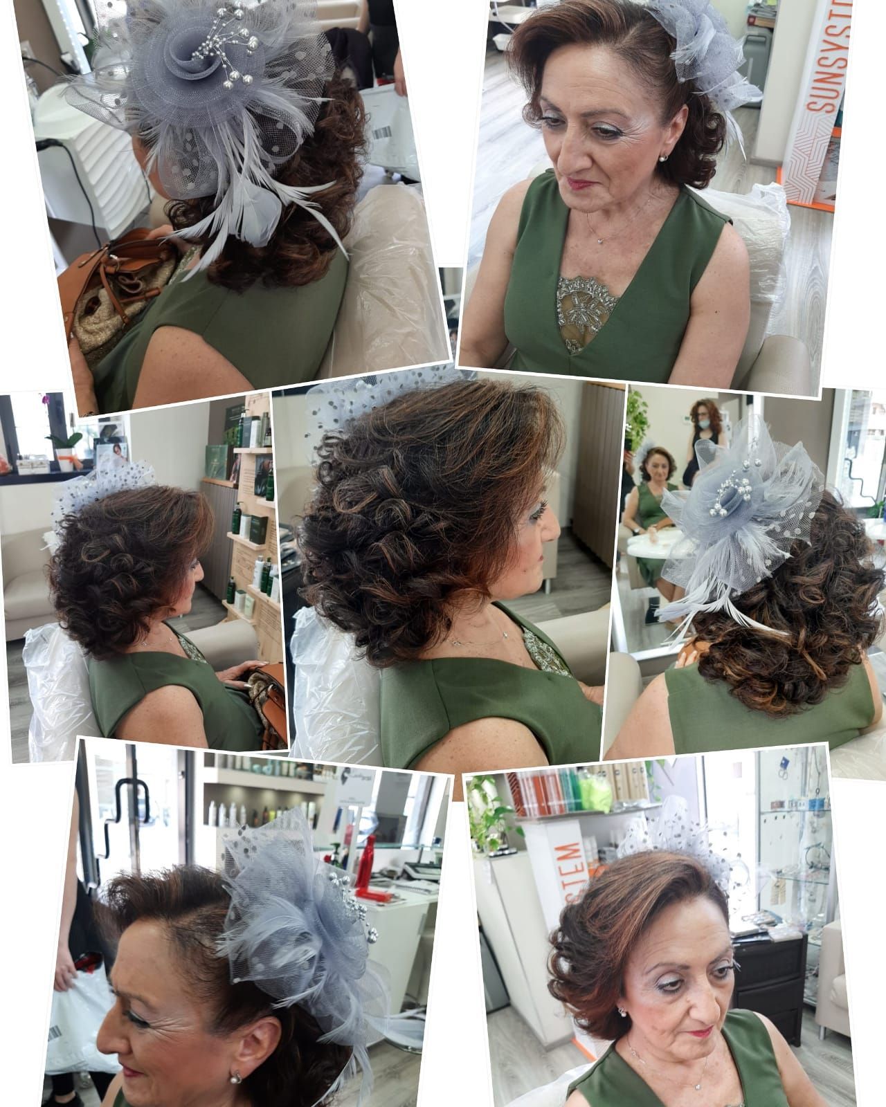 un collage di foto di una donna con i capelli ricci