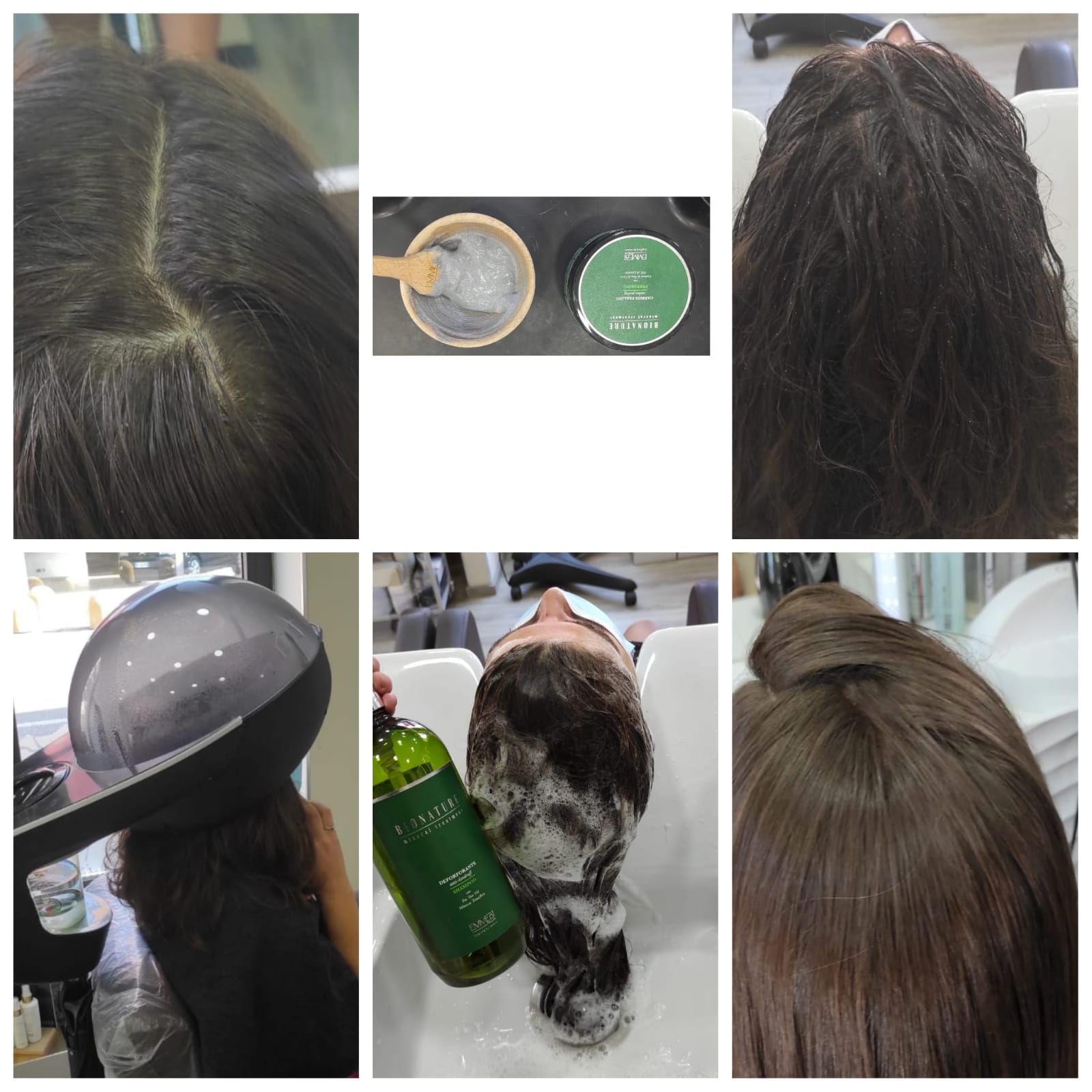 un collage di immagini di tinta capelli