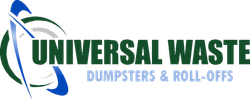 A logo for universal waste dumpsters and roll-offs