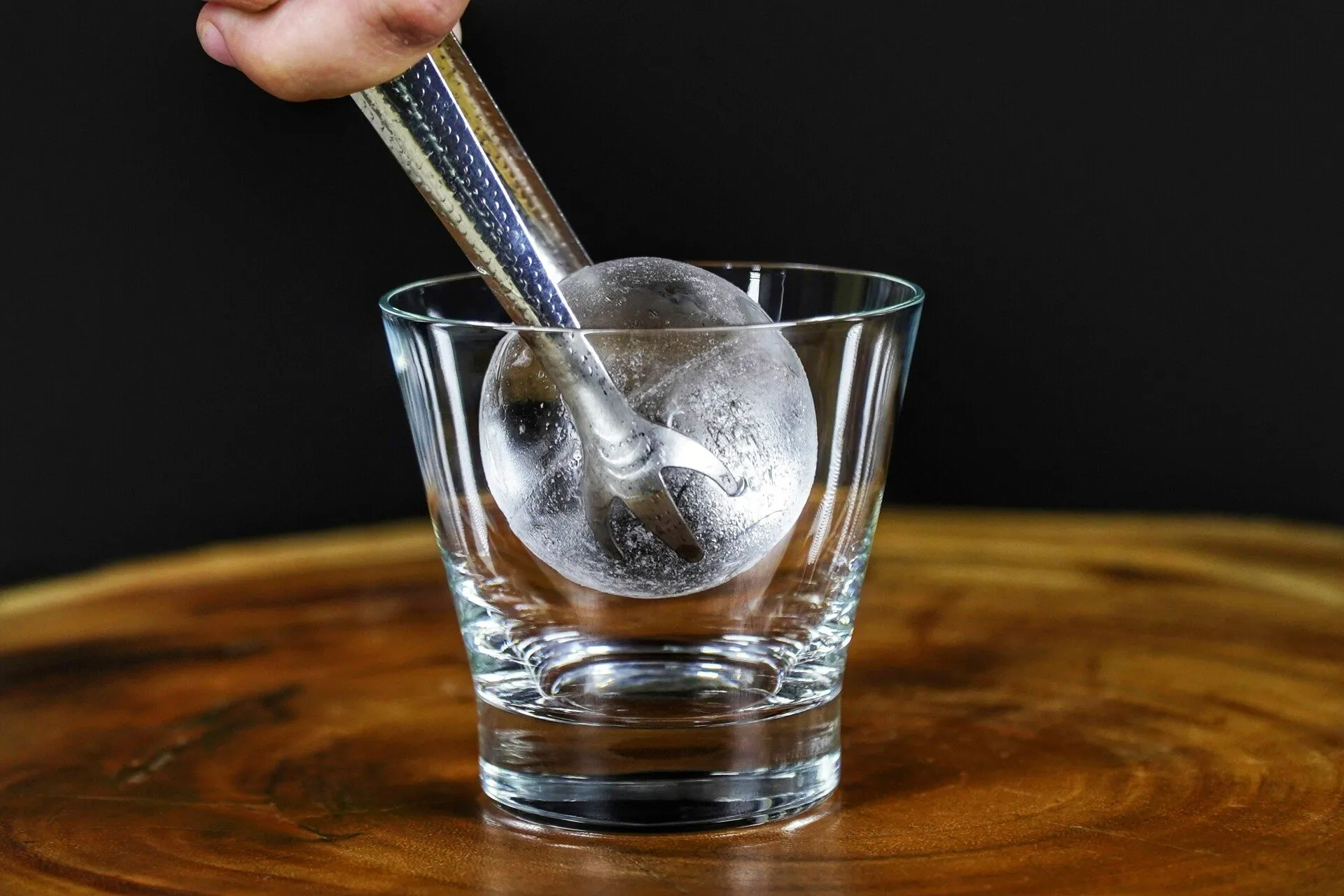 Rounded Ice Inside the Glass