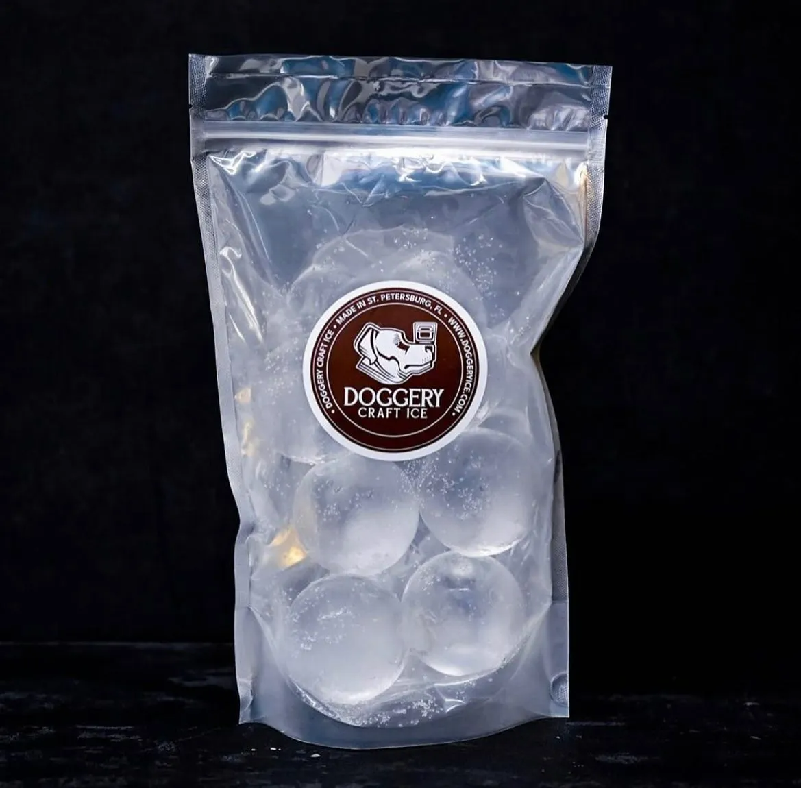 Spherical Ice Packed inside the Plastic Bag