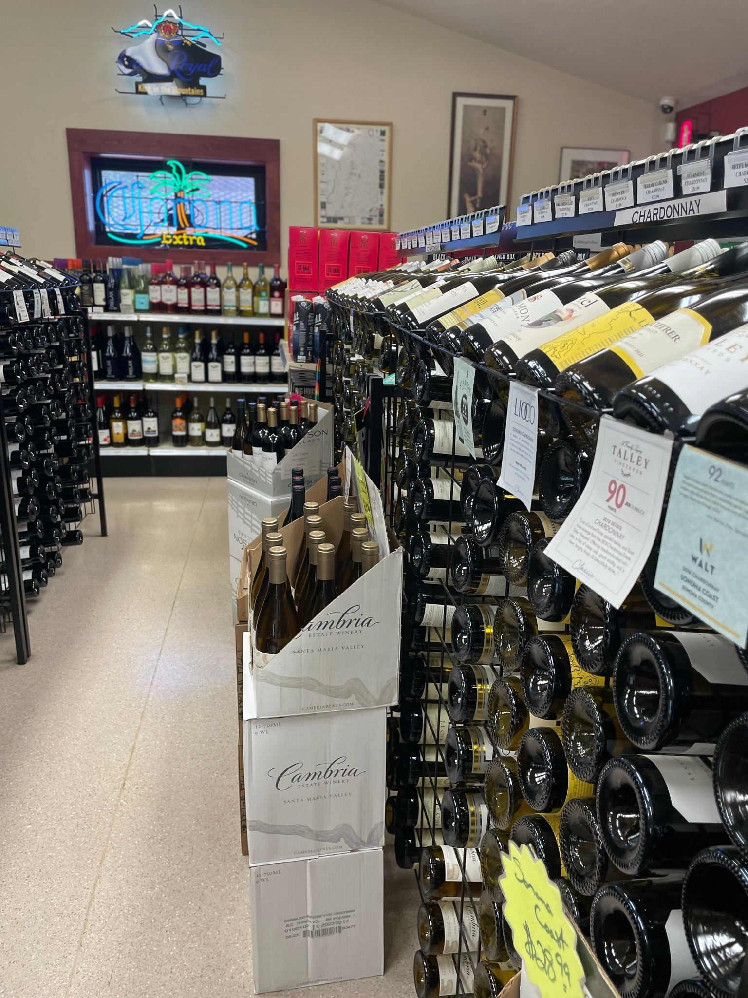 Wine racks in store