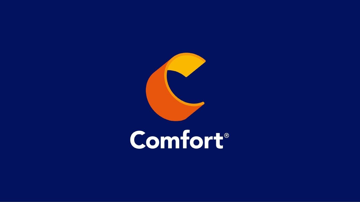 Comfort' brand logo: stylized orange 