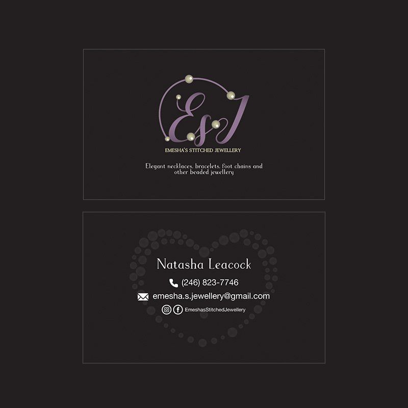 Business card for Natasha Leacock's jewelry brand: 