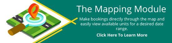 Graphic for mapping module, showing a map icon with a magnifying glass, plus text.