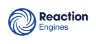 Logo of Reaction Engines: a blue circular design of curved lines around the dark blue text 
