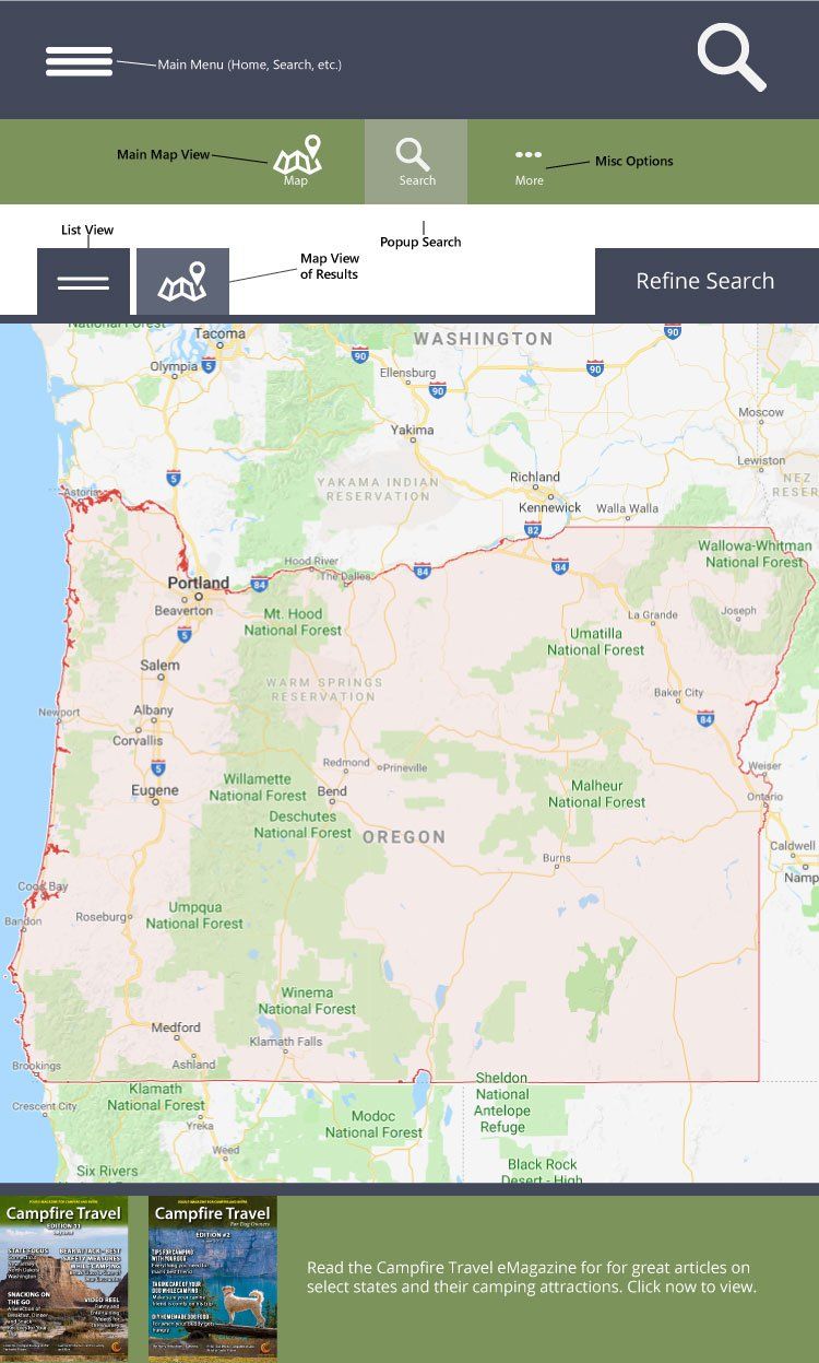 Map of Oregon showing coastline and route options.