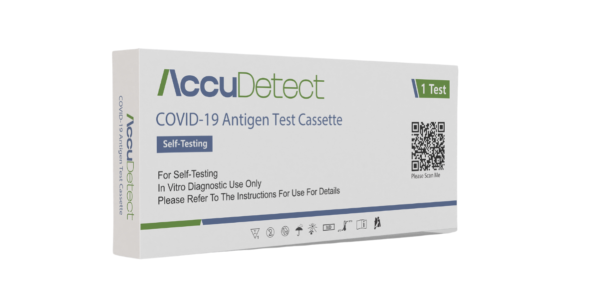 A box of covid-19 rapid antigen test with a test kit.