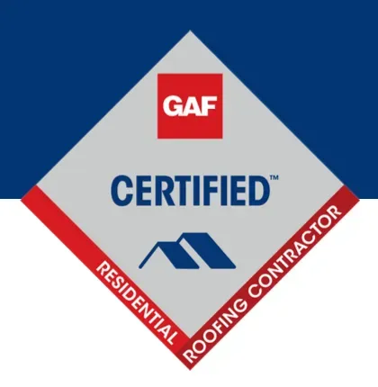 A logo for a certified residential roofing contractor