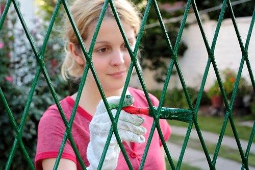 how to paint a chain link fence with a roller