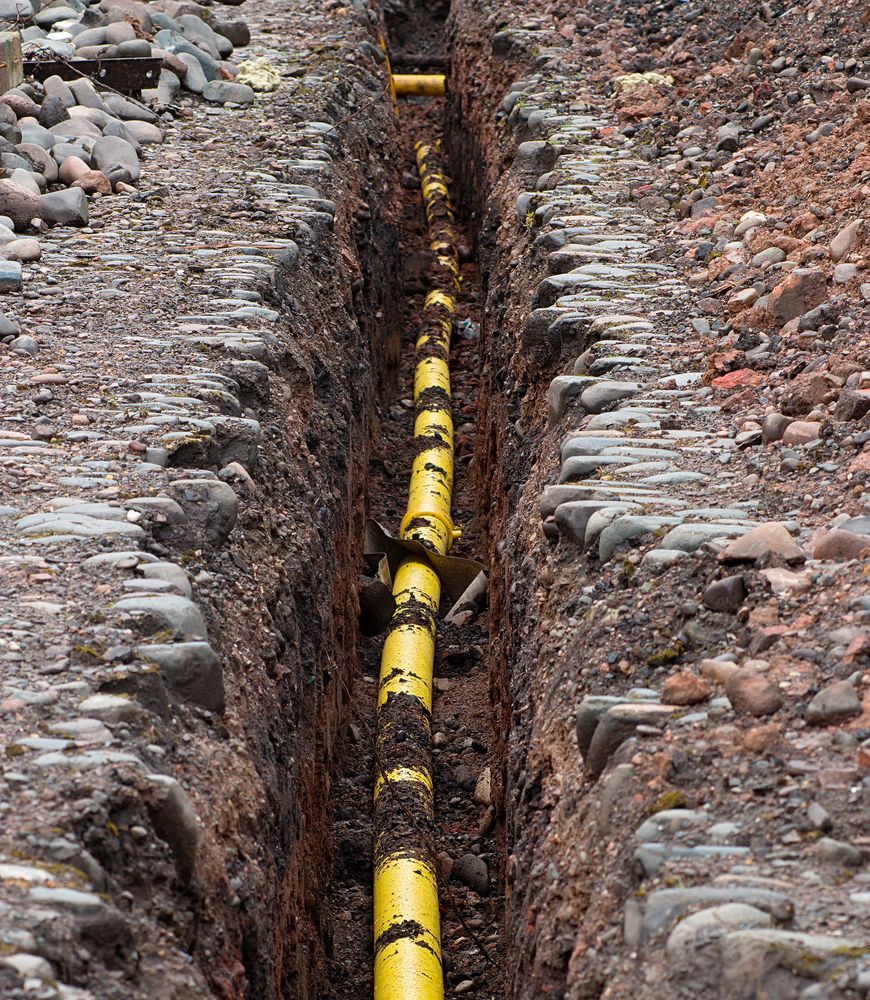 Yellow underground utility line