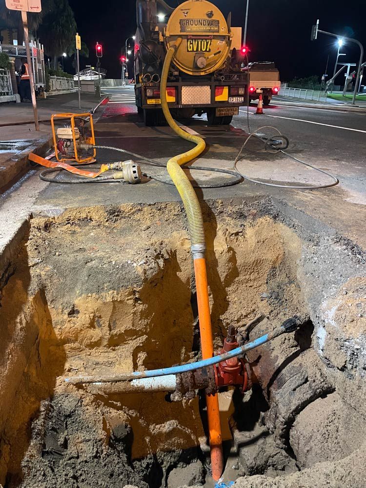 Hydro Excavation Process at Night