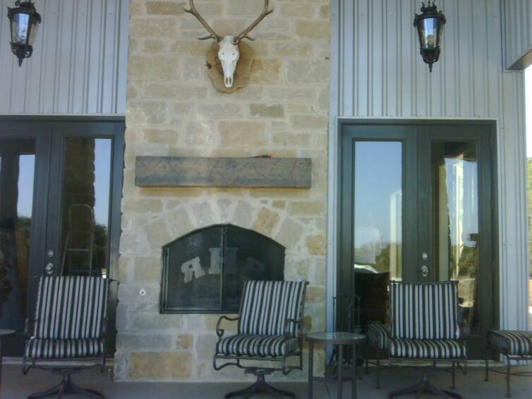 stone fireplace patio