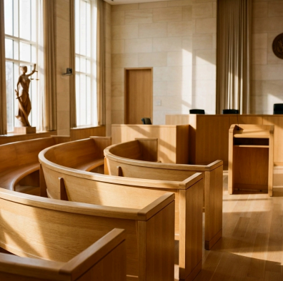 a row of wooden pews