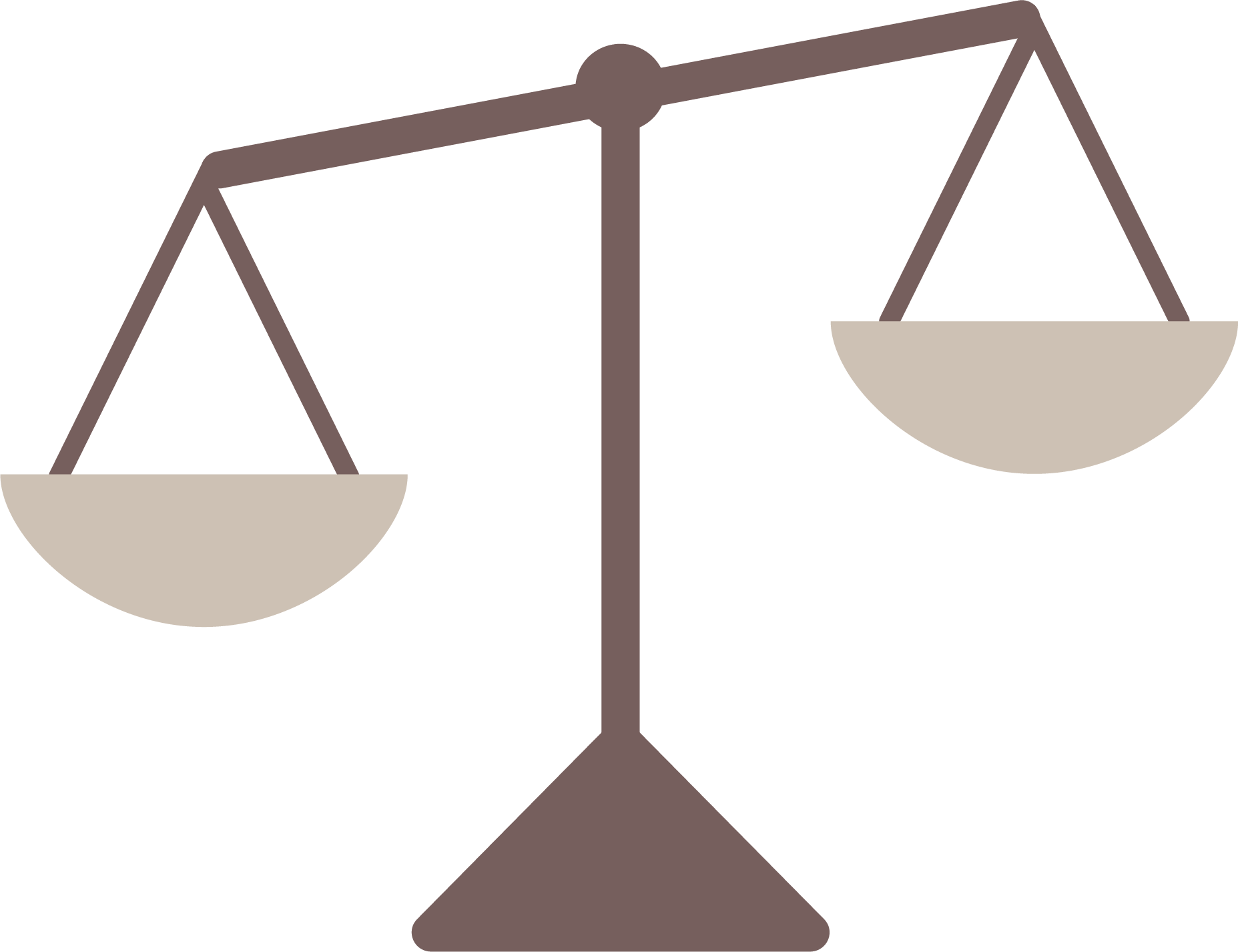 A brown scale with two bowls on a white background.