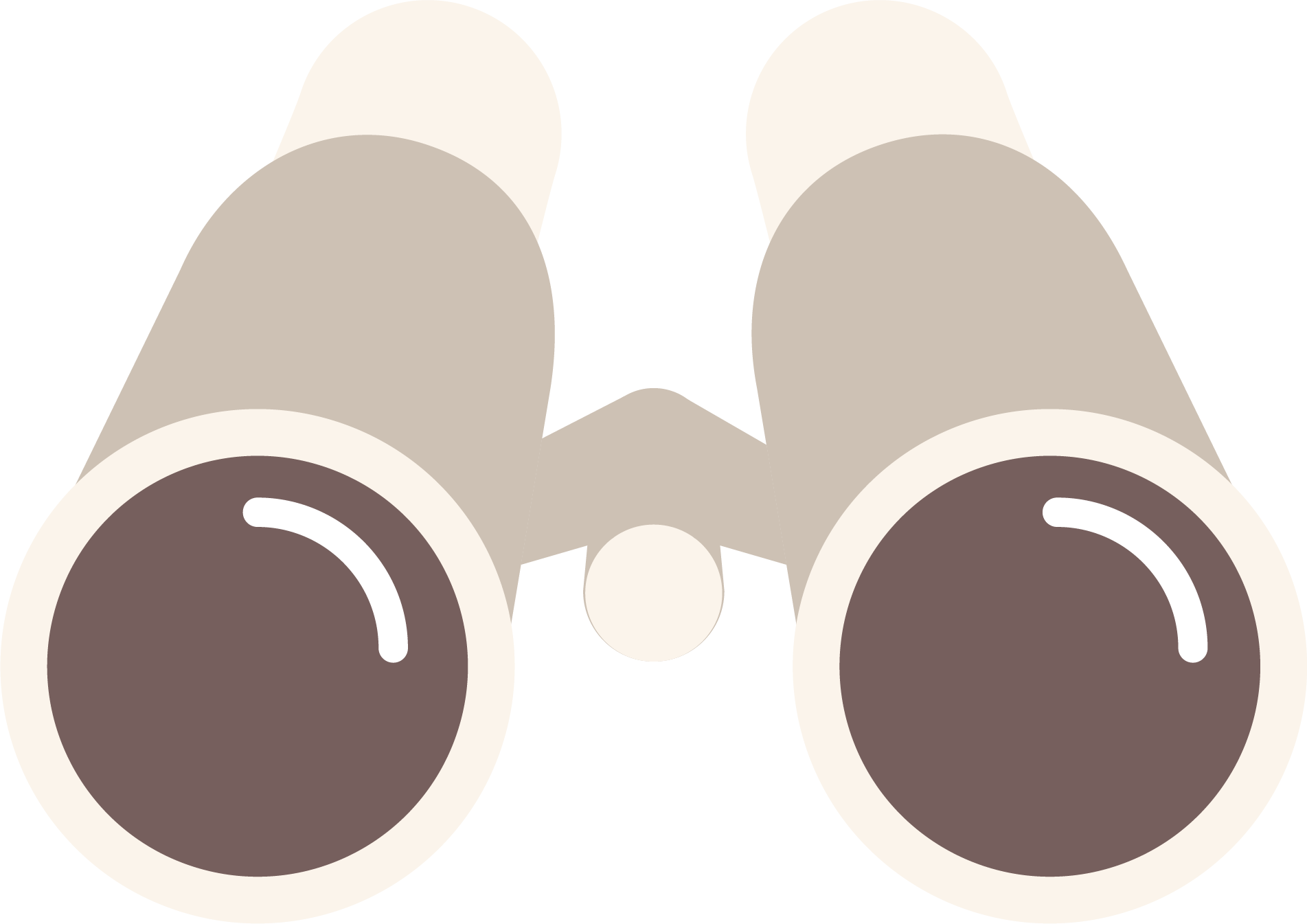 A pair of binoculars with brown lenses on a white background.
