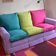 multi coloured settee