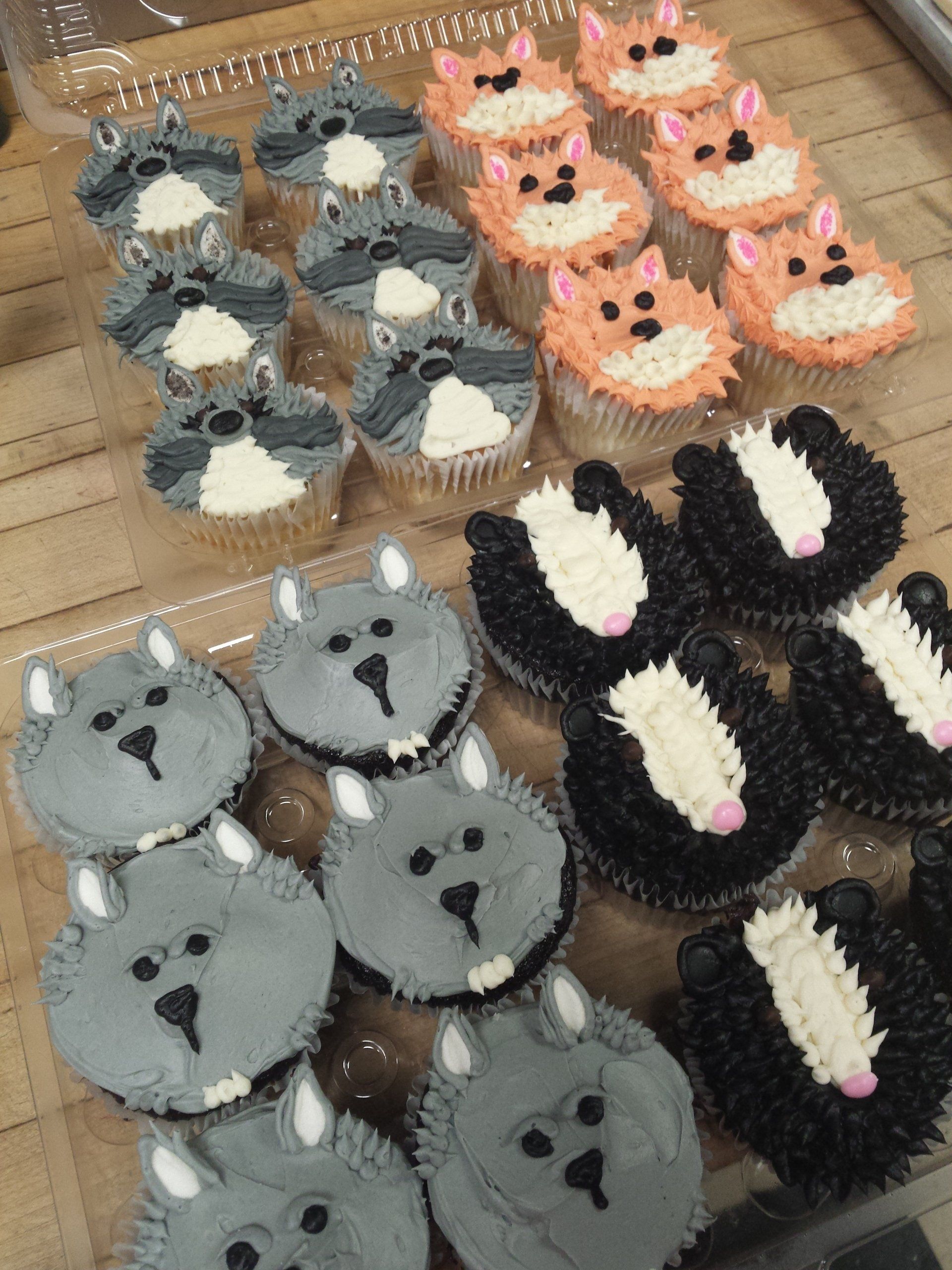 Cupcakes with forest animal faces