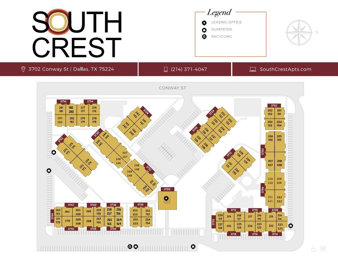 A map of a building called south crest