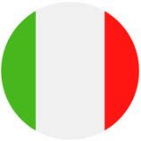 The Italian flag is in a circle on a white background.