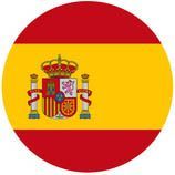 The Spanish flag is depicted in a circle on a white background.