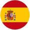 La bandiera della Spagna è raffigurata in un cerchio su sfondo bianco.