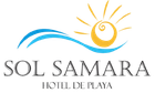 Beachside Resort Logo for Sol Samara Hotel. Features a sun, waves, and text: SOL SAMARA HOTEL DE PLAYA.