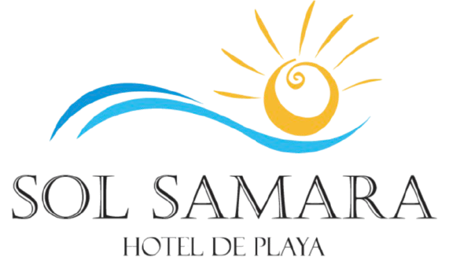 Logo for Sol Samara Hotel. Features a sun, waves, and text: SOL SAMARA HOTEL DE PLAYA.