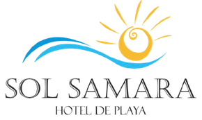 Logo for Sol Samara Hotel. Features a sun, waves, and text: SOL SAMARA HOTEL DE PLAYA.