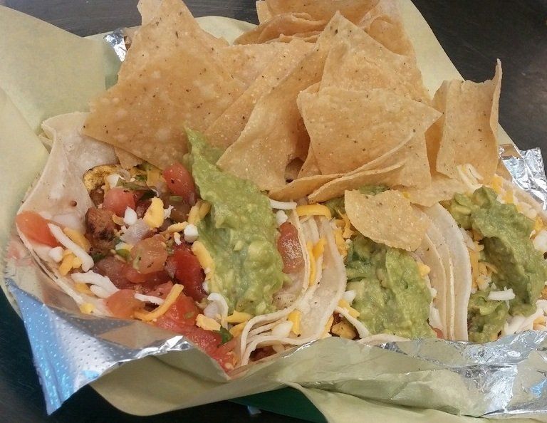 Breakfast tacos with guacamole