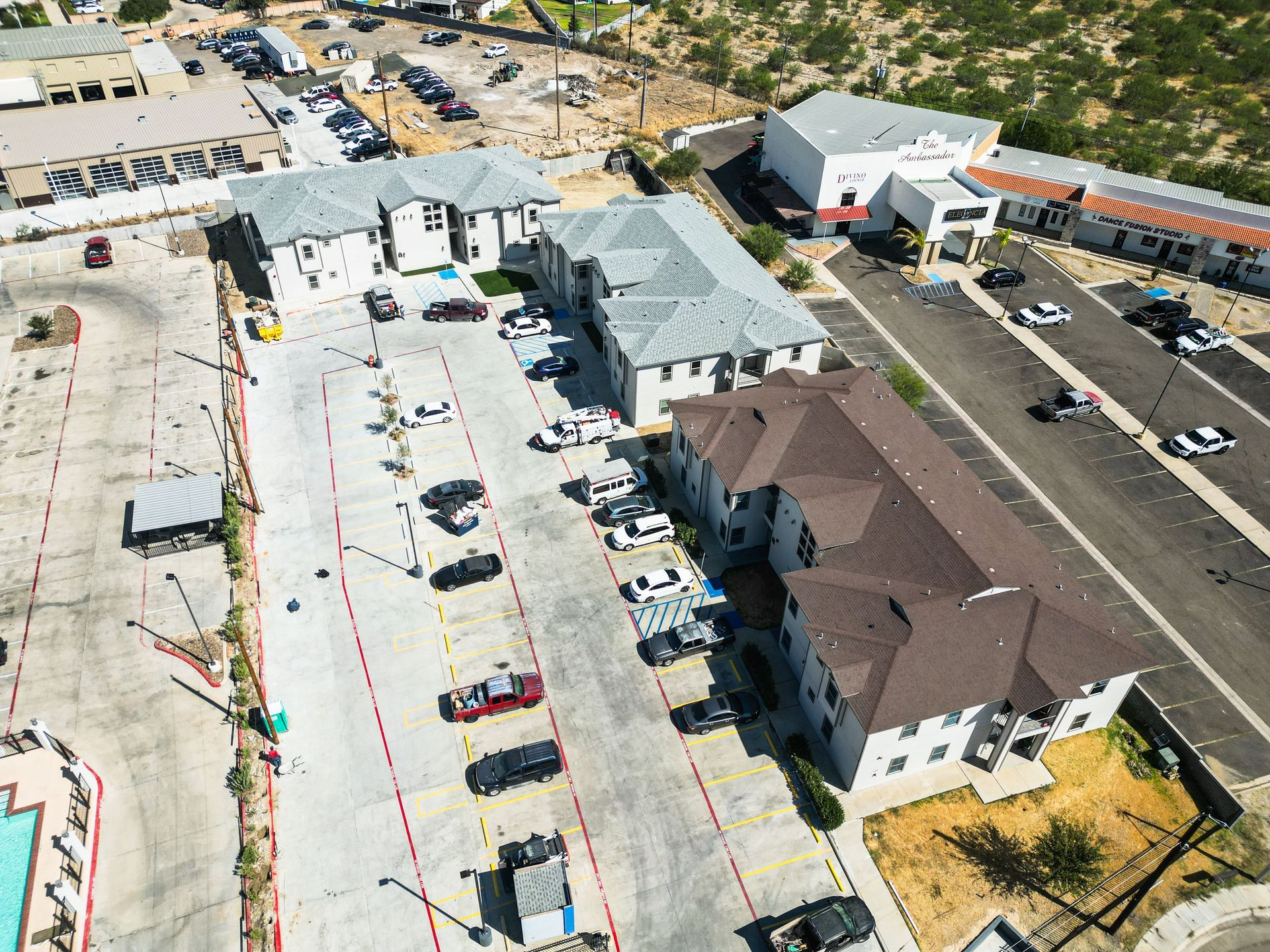 Rosson Apartments from a bird's eye view. 
