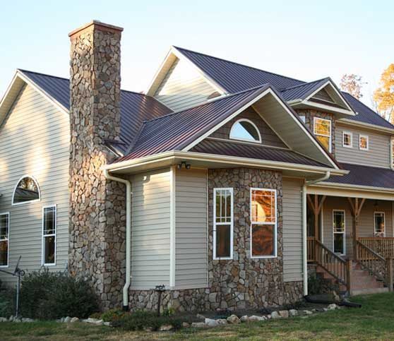 Beige and Stone House in the Fall