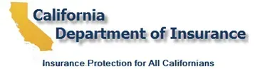 Logo for the California Department of Insurance, featuring the state outline and text.